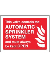 This Valve Controls Automatic Sprinkler System and must Always be Kept Open