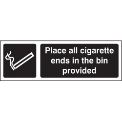 Place All Cigarette Ends in Bins Provided