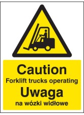Caution - Forklift Trucks Operating (English / Polish)