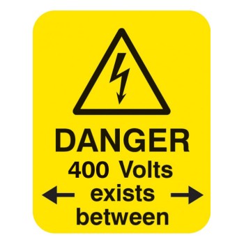 Danger - 400 Volts < Exists Between > - Labels