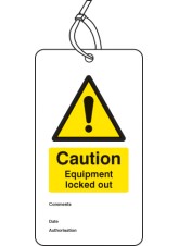 Lockout Tag - Caution - Equipment Locked Out - 80 x 150mm (Pack of 10)