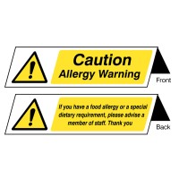 Food Allergy Notice - Double Sided Plastic Table Cards (Pack of 5)