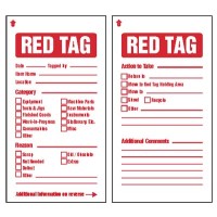 Red Tag - Quality Control - Double Sided Tag - Includes Cable Ties (Pack of 10)